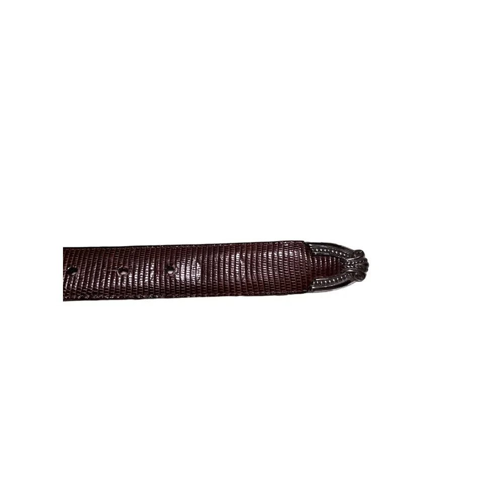 Brighton Belt Brown Leather Silver Tones Buckle Medium 30‎ Textured 40358